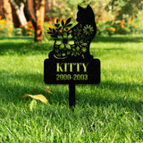 Custom Cat Memorial Stake, Cat Grave Marker Garden Decor, Cat with Butterfly & Flowers Stake, Cat Loss, Cat Memorial Gift, Sympathy Sign