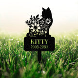 Custom Cat Memorial Stake, Cat Grave Marker Garden Decor, Cat with Butterfly & Flowers Stake, Cat Loss, Cat Memorial Gift, Sympathy Sign