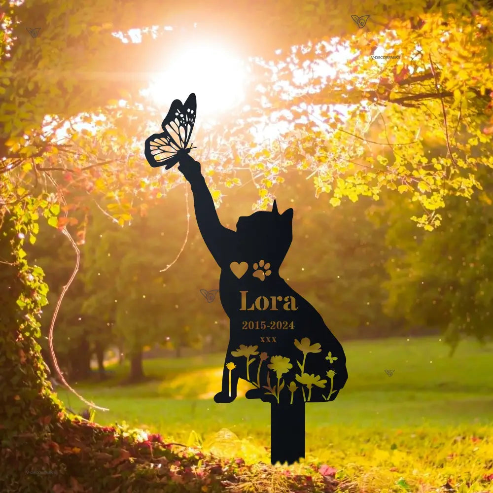 Custom Cat Memorial Stake - Cat Grave Marker - Cat Memorial Gifts - Cat Memorial Plaque with Stake | GearViral