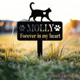 Custom Cat Memorial Stake,Metal Cat Garden Stake,Personalized Cat Loss Gift,Cat Grave Marker,Cat With Heart Garden