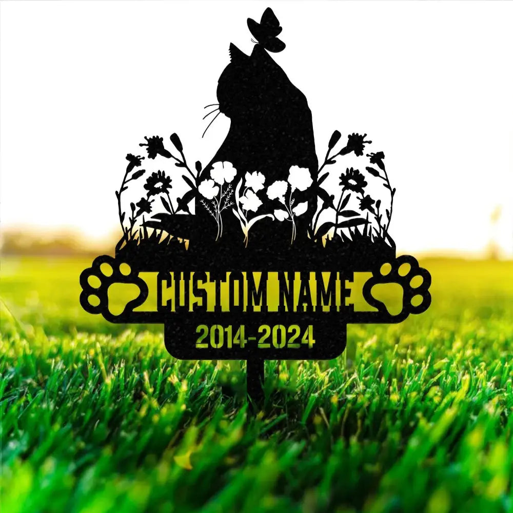 Custom Cat Memorial Stake Metal Stake Cat Loss Sympathy Sign Pet Grave Markers Remembrance Stake Garden Decor Flower Cat