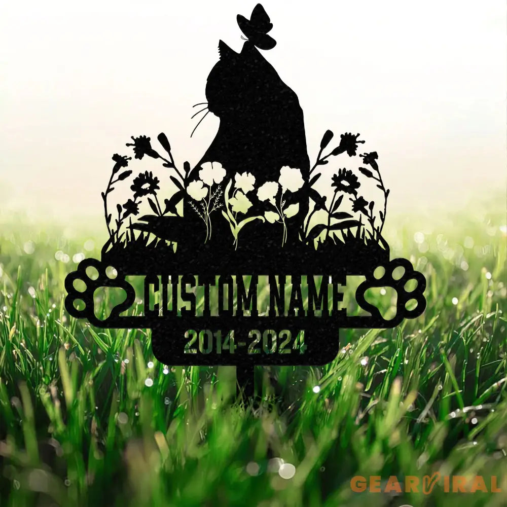 Custom Cat Memorial Stake Metal Stake Cat Loss Sympathy Sign Pet Grave Markers Remembrance Stake Garden Decor Flower Cat