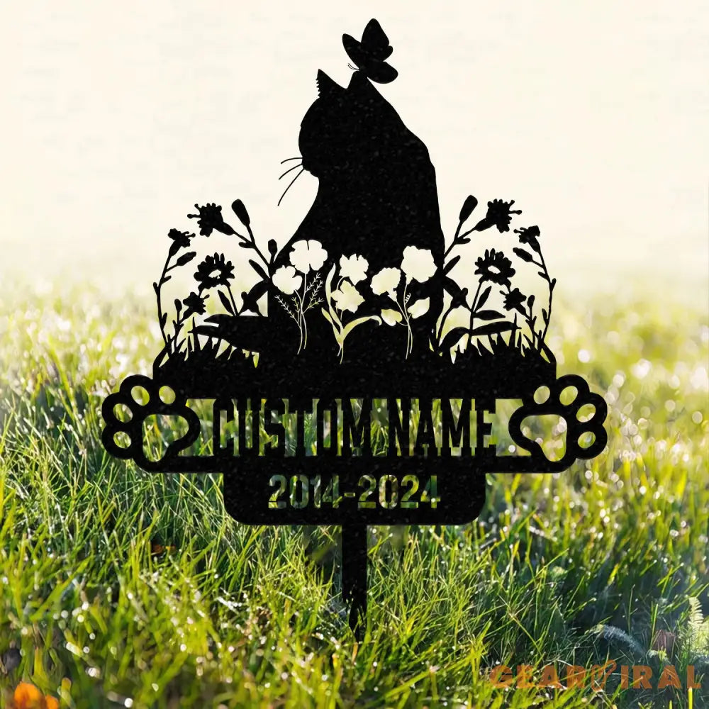 Custom Cat Memorial Stake Metal Stake Cat Loss Sympathy Sign Pet Grave Markers Remembrance Stake Garden Decor Flower Cat