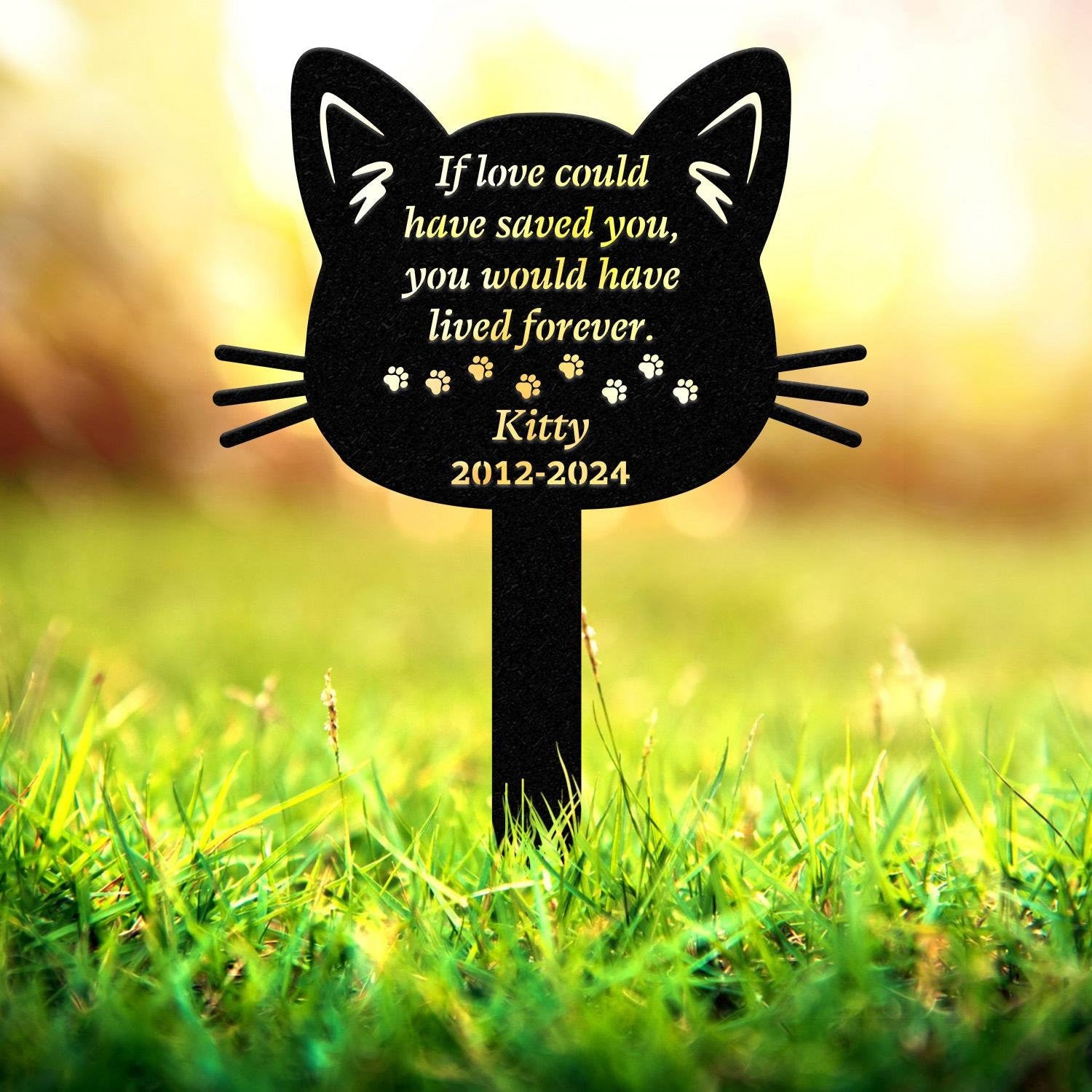 Custom Cat Memorial Stake, Metal Stake, Cat Loss, Sympathy Sign, Pet Grave Markers, Remembrance Stake, Garden Decor, Pet Memorial Plaque