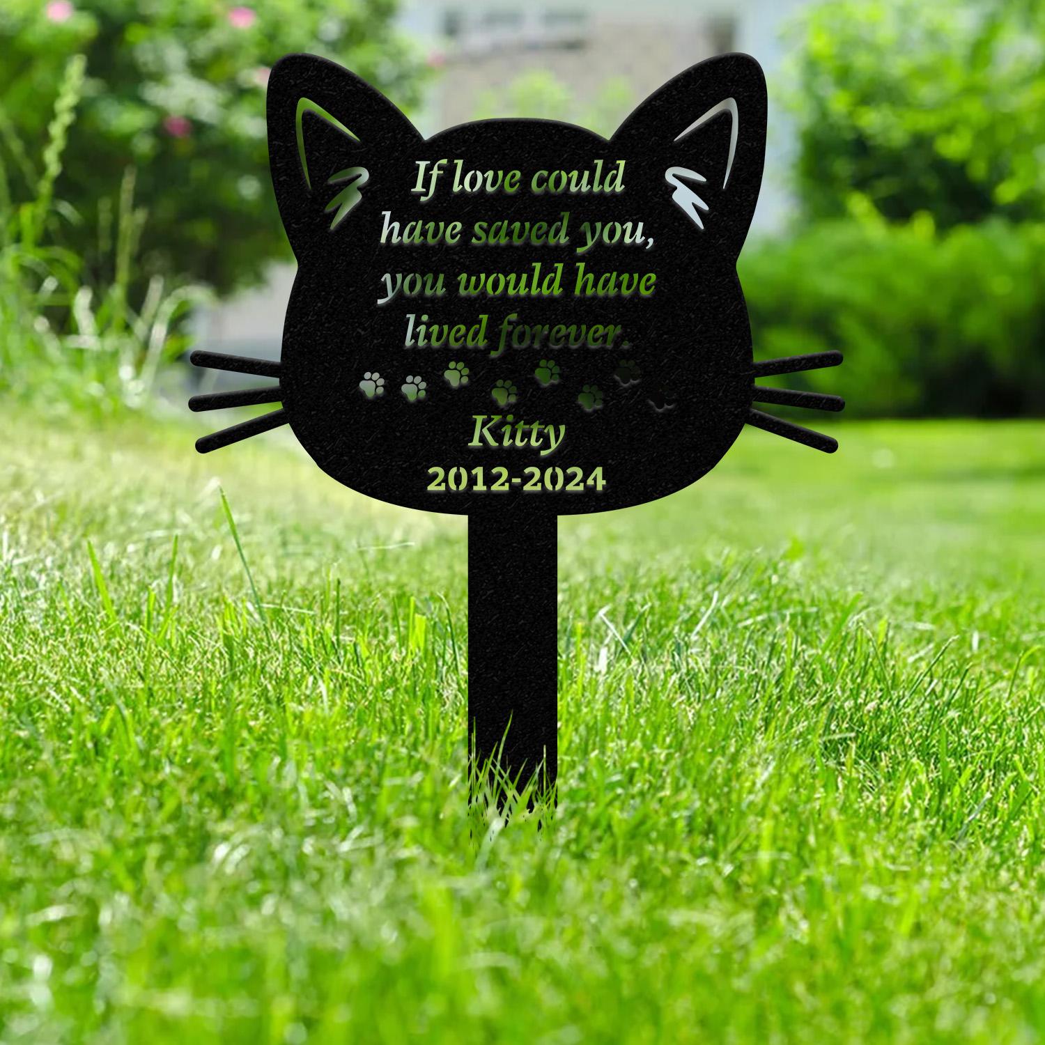 Custom Cat Memorial Stake, Metal Stake, Cat Loss, Sympathy Sign, Pet Grave Markers, Remembrance Stake, Garden Decor, Pet Memorial Plaque