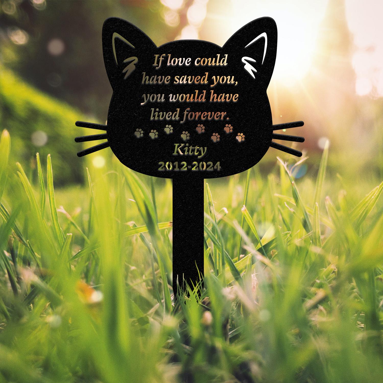 Custom Cat Memorial Stake, Metal Stake, Cat Loss, Sympathy Sign, Pet Grave Markers, Remembrance Stake, Garden Decor, Pet Memorial Plaque