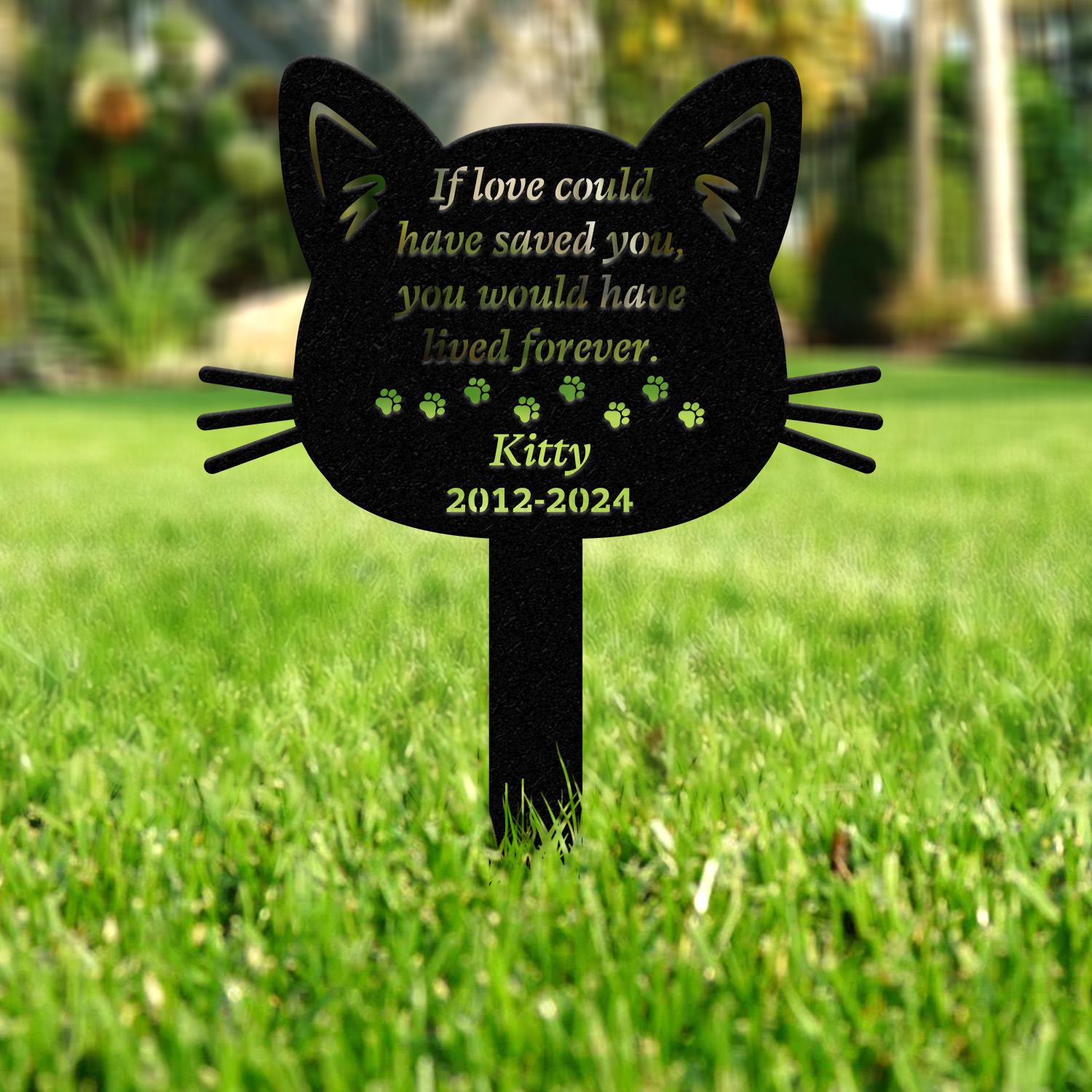 Custom Cat Memorial Stake, Metal Stake, Cat Loss, Sympathy Sign, Pet Grave Markers, Remembrance Stake, Garden Decor, Pet Memorial Plaque