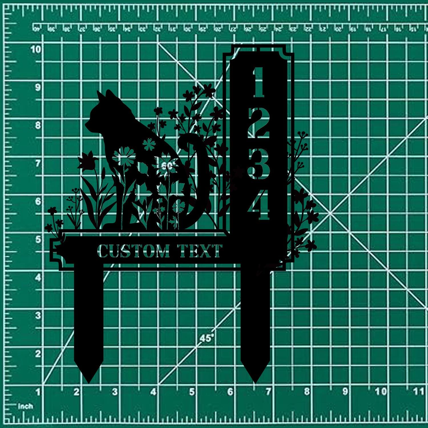 Custom Cat Metal Address Sign With Stakes, Home Address Sign, Metal Yard Decor, Metal Number Sign, Garden Gift, House Number Address