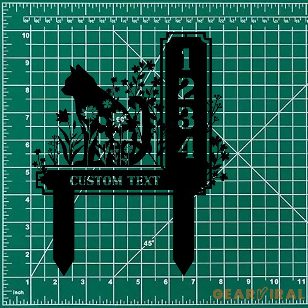 Custom Cat Metal Address Sign With Stakes Home Address Sign Metal Yard Decor Metal Number Sign Garden Gift House Number