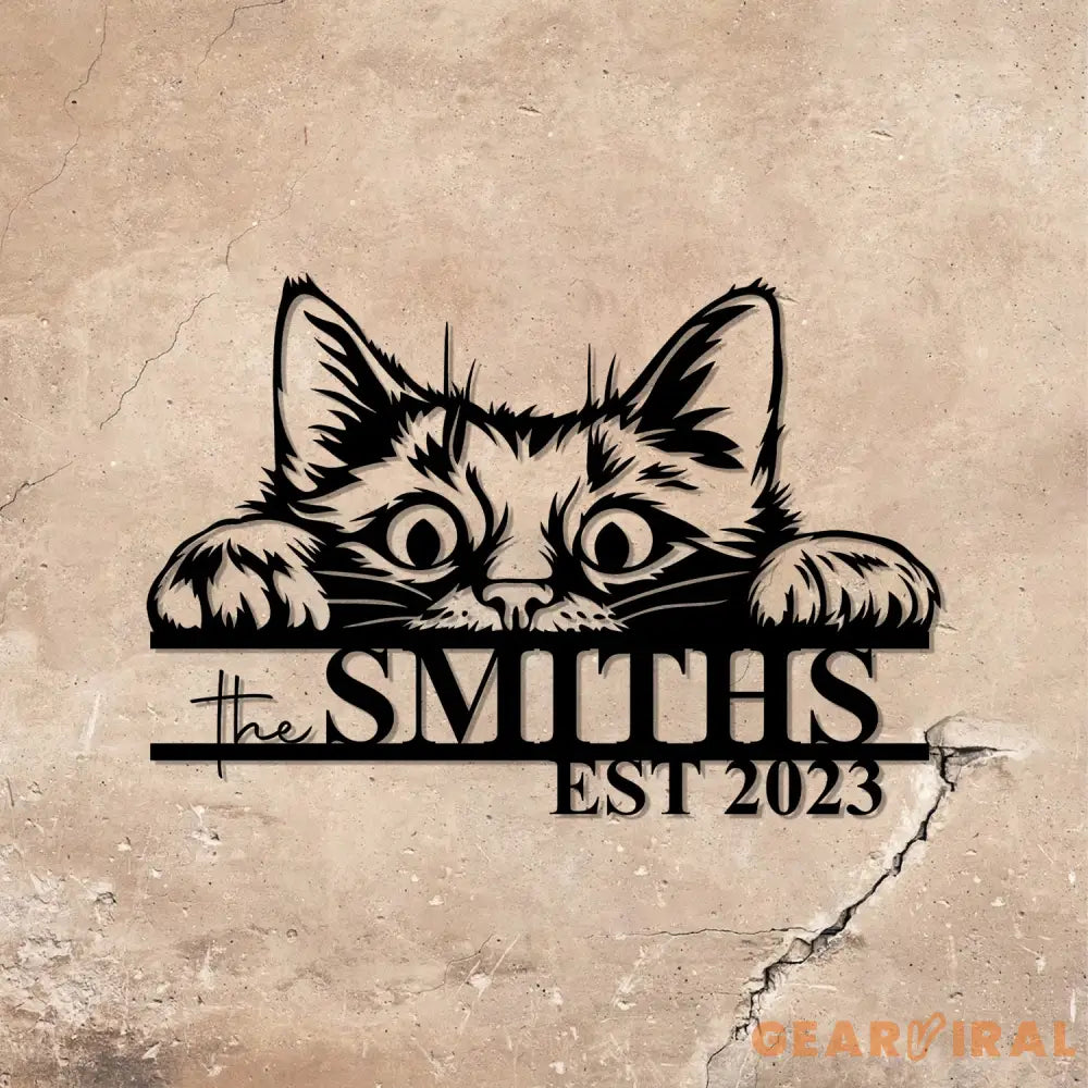 Custom Cat Metal Sign Cat Wall Art Custom Cat Name Sign Room Decoration Indoor Decor - Gearviral