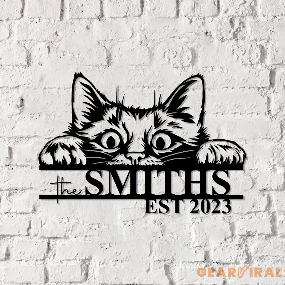 Custom Cat Metal Sign Cat Wall Art Custom Cat Name Sign Room Decoration Indoor Decor - Gearviral