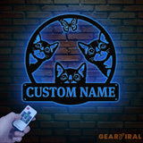 Custom Cat Sign with LED Lights - Personalized Cat Name Door Hanger - Metal Peeking Cat Wall Art - Kitten Welcome Sign