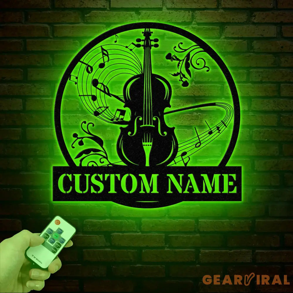 Custom Cello Instrument Metal Wall Art with LED Light Personalized Player Name Sign Music Room Decor Birthday or