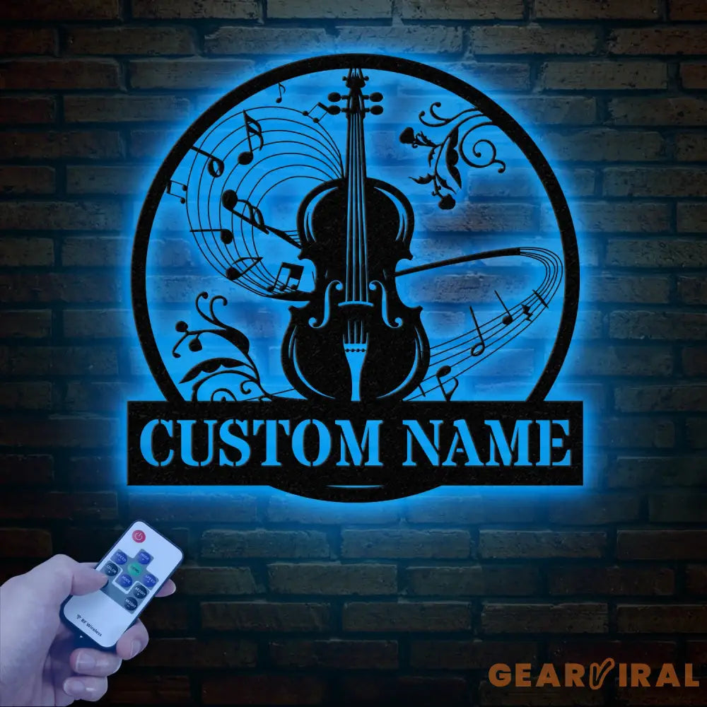 Custom Cello Instrument Metal Wall Art with LED Light Personalized Player Name Sign Music Room Decor Birthday or