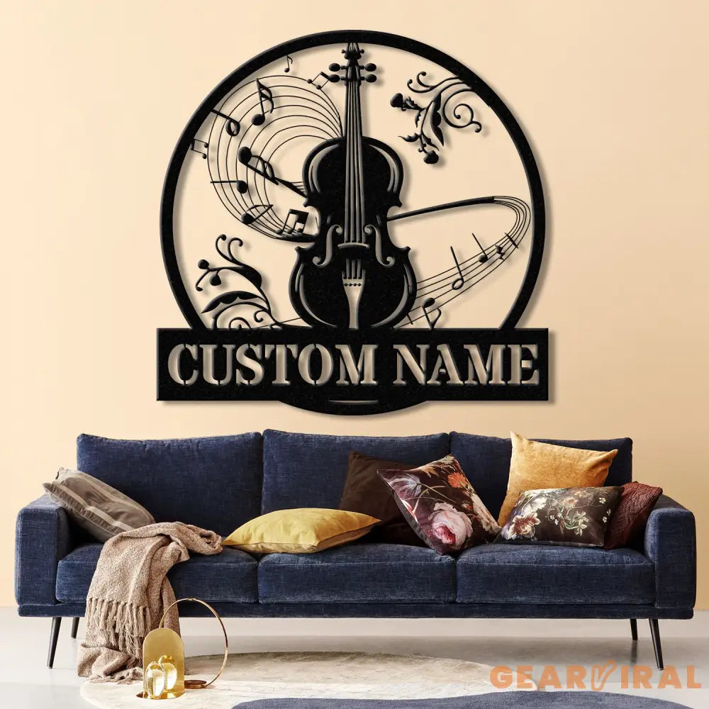 Custom Cello Instrument Metal Wall Art with LED Light Personalized Player Name Sign Music Room Decor Birthday or