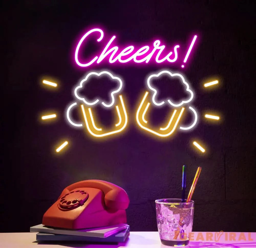 Custom Cheers Neon Beer Bar Sign Personalized Bar Club Neon Signs Neon Sign Home Bar Decor Bar Decoration Neon Lights