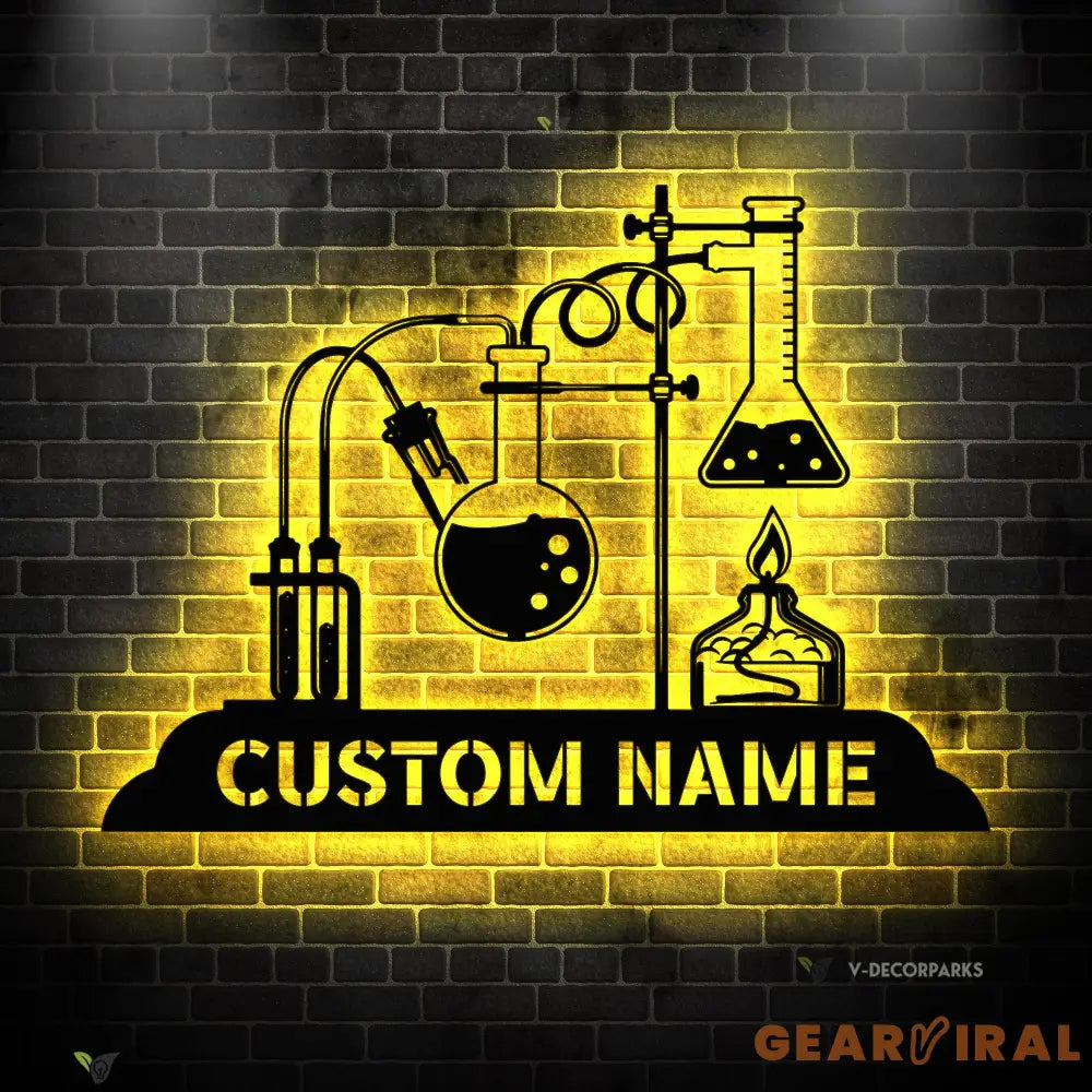 Custom Chemistry Teacher Metal Sign with Led Light - Science Teacher Sign - Chemist Name Sign - Science Home Decor
