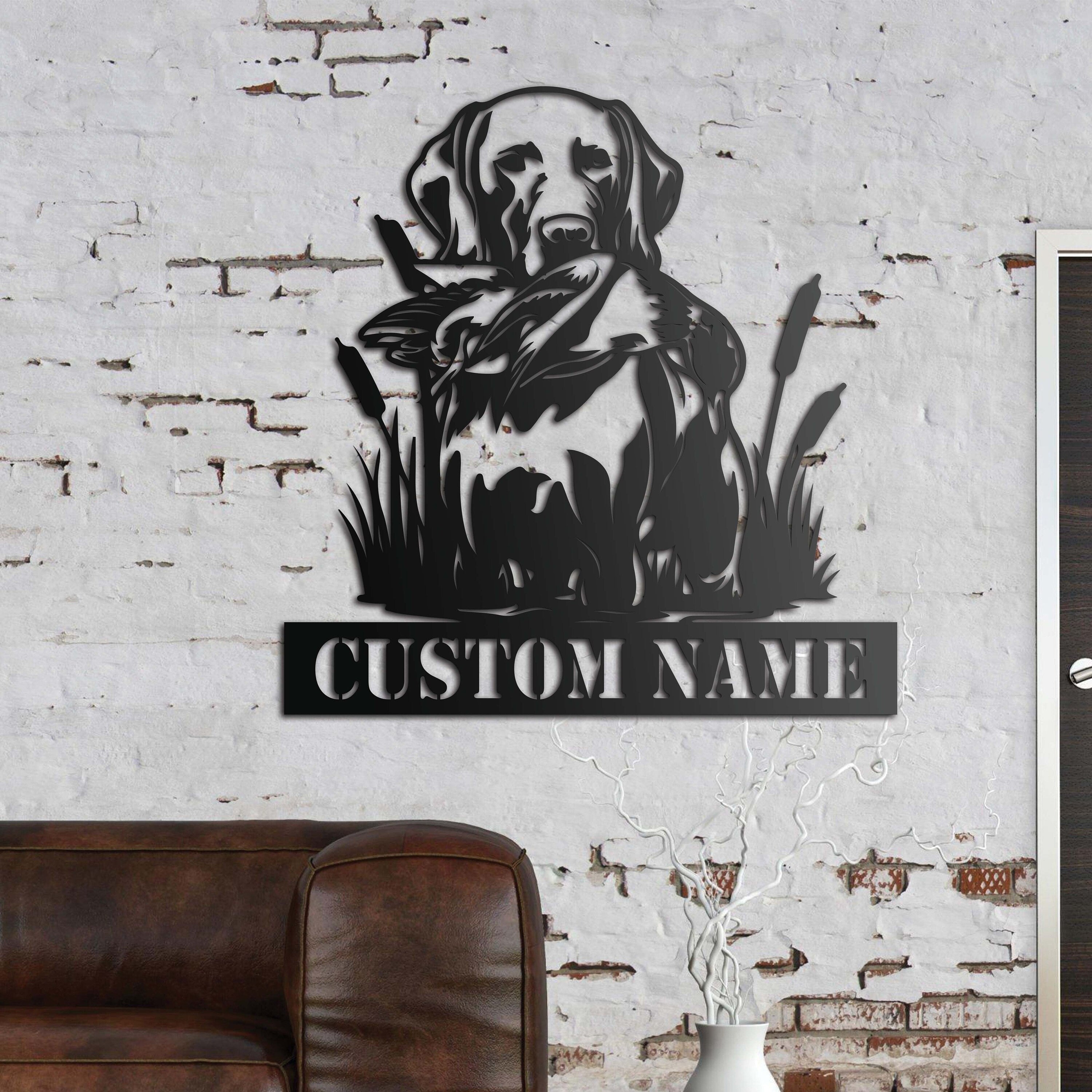 Custom Chesapeake Bay Retriever Dog Hunting Metal Wall Art LED Light Personalized Hunter Name Sign Home Decor Duck Hunting Cabin Decoration | GearViral