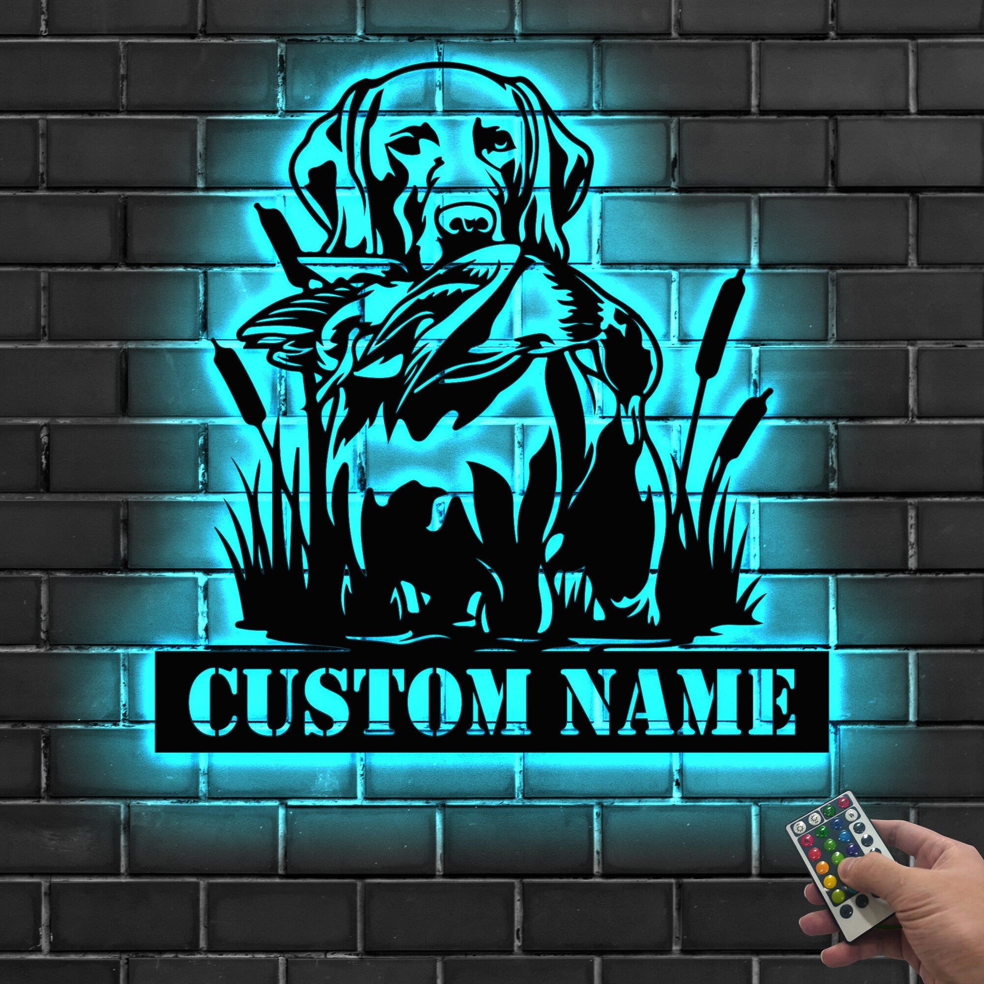 Custom Chesapeake Bay Retriever Dog Hunting Metal Wall Art LED Light Personalized Hunter Name Sign Home Decor Duck Hunting Cabin Decoration | GearViral
