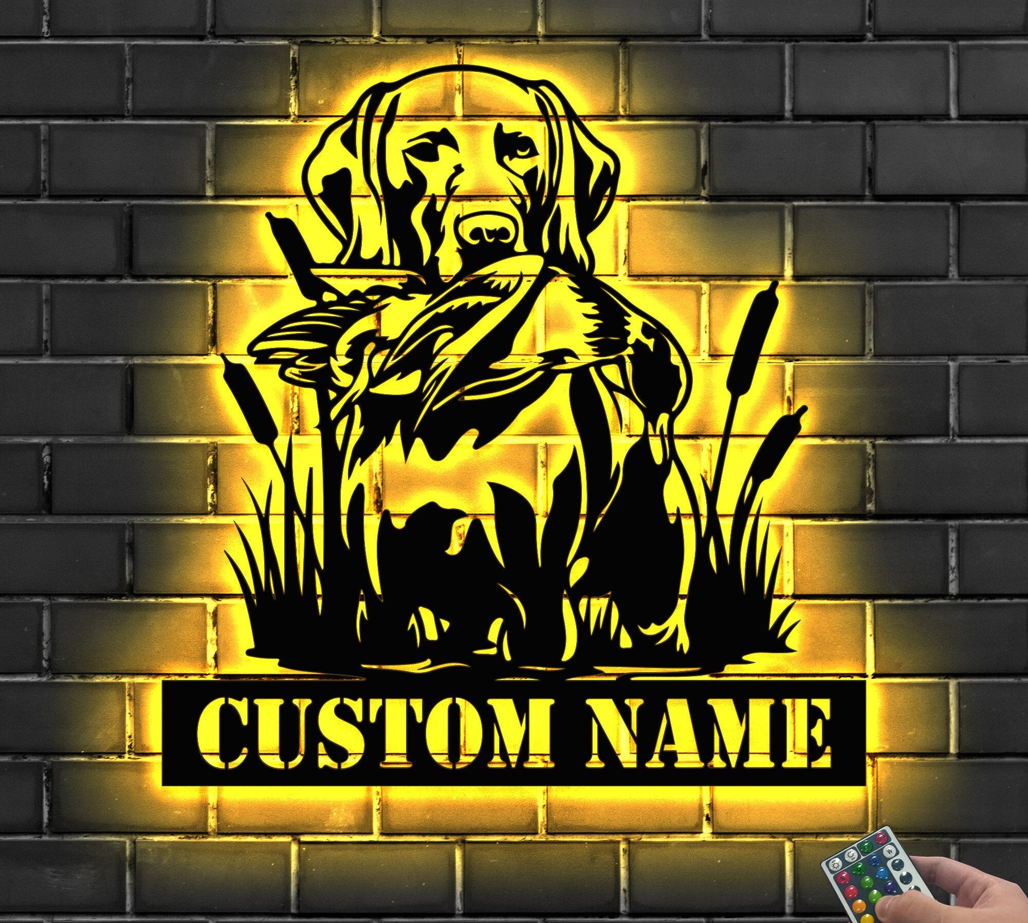 Custom Chesapeake Bay Retriever Dog Hunting Metal Wall Art LED Light Personalized Hunter Name Sign Home Decor Duck Hunting Cabin Decoration | GearViral