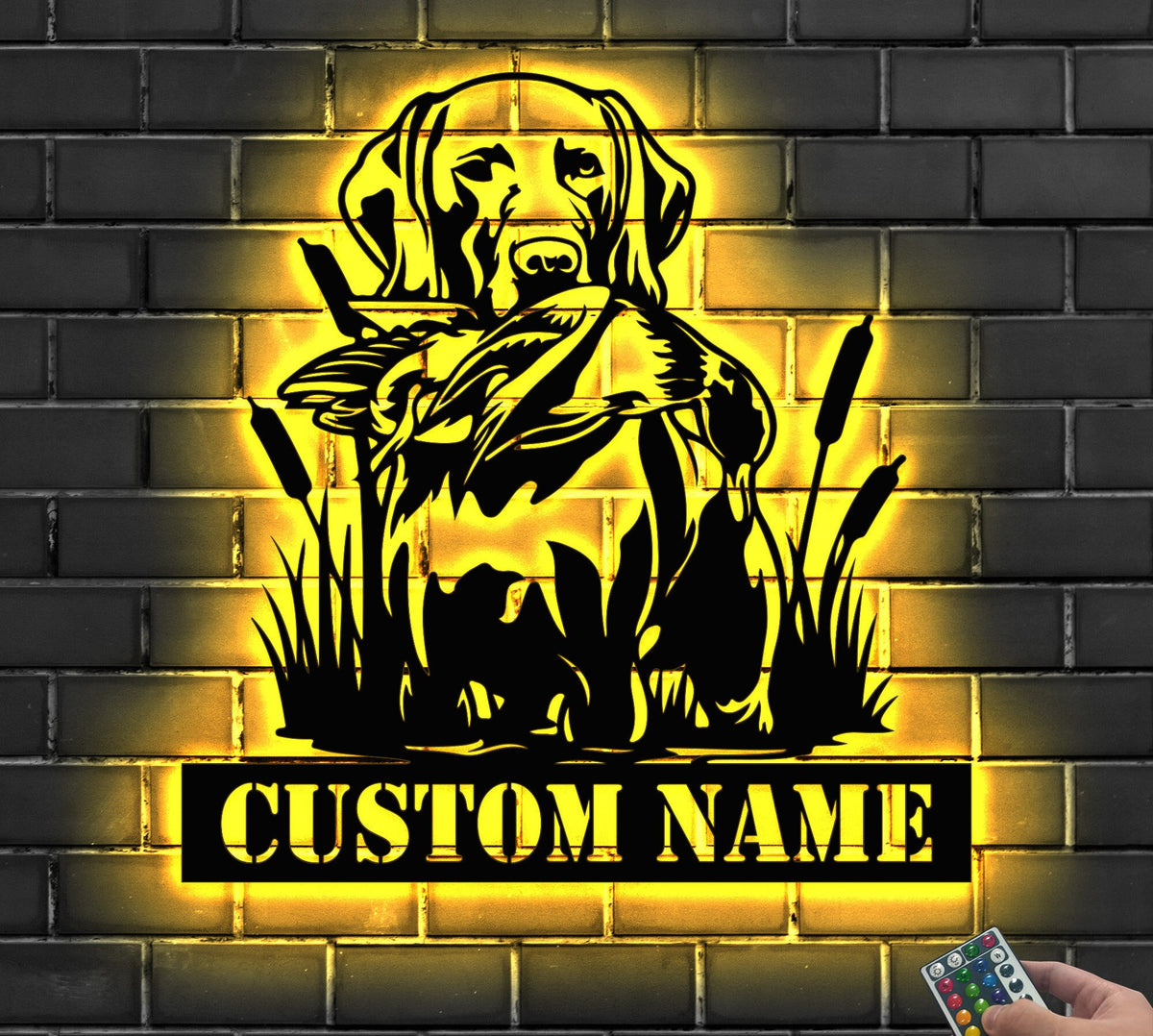Custom Chesapeake Bay Retriever Dog Hunting Metal Wall Art LED Light Personalized Hunter Name Sign Home Decor Duck Hunting Cabin Decoration | GearViral
