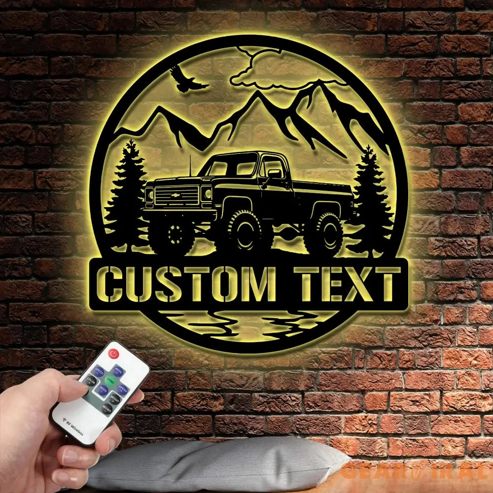 Custom Chevy Truck Classic Car Metal Sign with Led Lights Man Cave Dad’s Gift Metal Car Sign Personalized Garage Sign