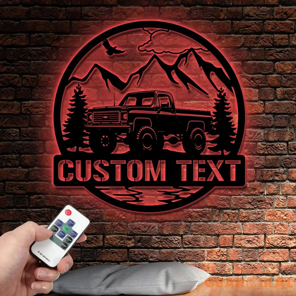 Custom Chevy Truck Classic Car Metal Sign with Led Lights Man Cave Dad’s Gift Metal Car Sign Personalized Garage Sign