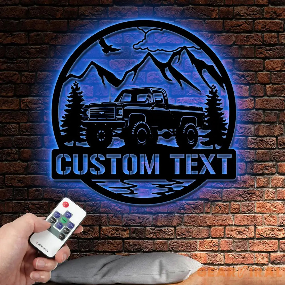 Custom Chevy Truck Classic Car Metal Sign with Led Lights Man Cave Dad’s Gift Metal Car Sign Personalized Garage Sign