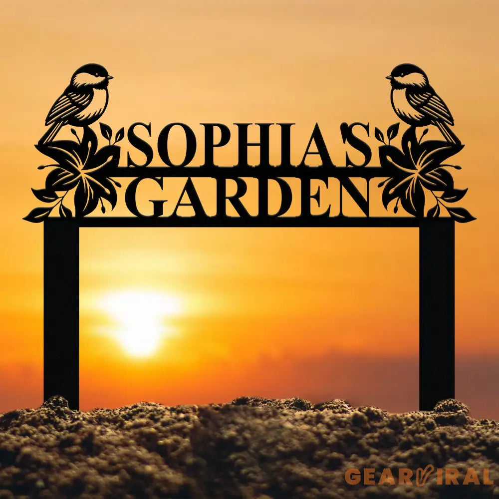 Custom Chickadee Garden Metal Stake Bird with Stakes Garden Sign Flower Design Personalized Garden Sign Custom Garden