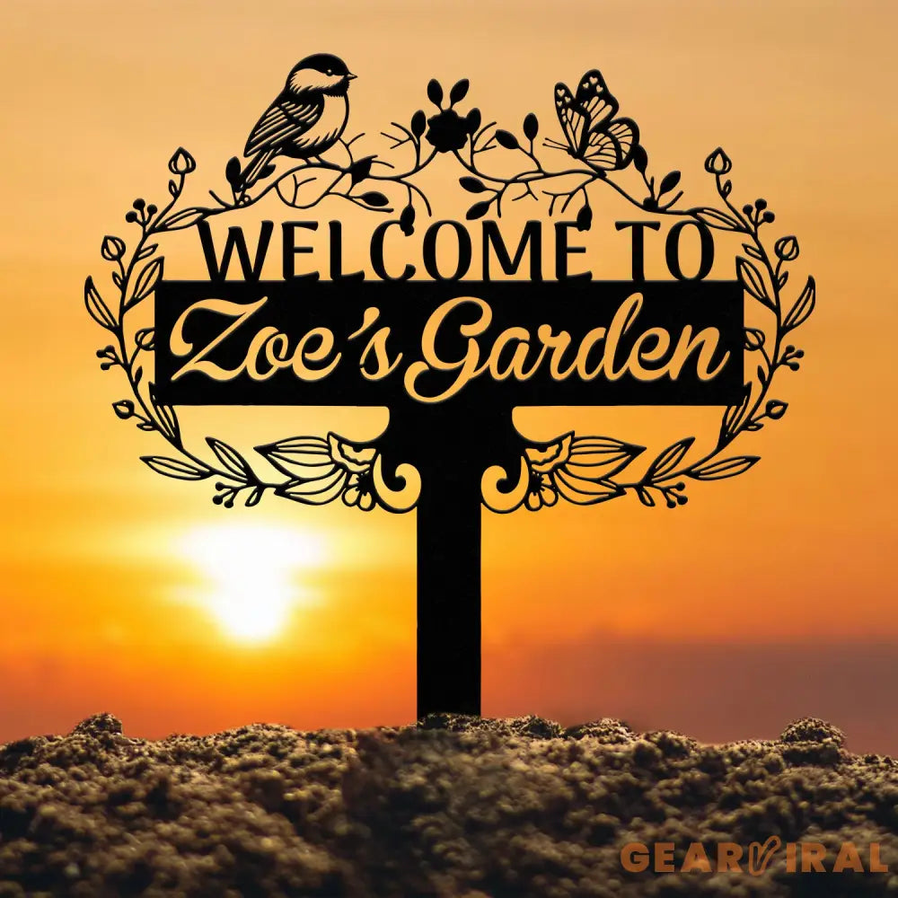 Custom Chickadee Garden Metal Stake Bird with Stakes Garden Sign Personalized Flower Garden Sign Outdoor Garden Decor