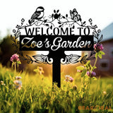 Custom Chickadee Garden Metal Stake Bird with Stakes Garden Sign Personalized Flower Garden Sign Outdoor Garden Decor
