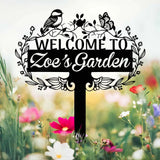 Custom Chickadee Garden Metal Stake Bird with Stakes Garden Sign Personalized Flower Garden Sign Outdoor Garden Decor