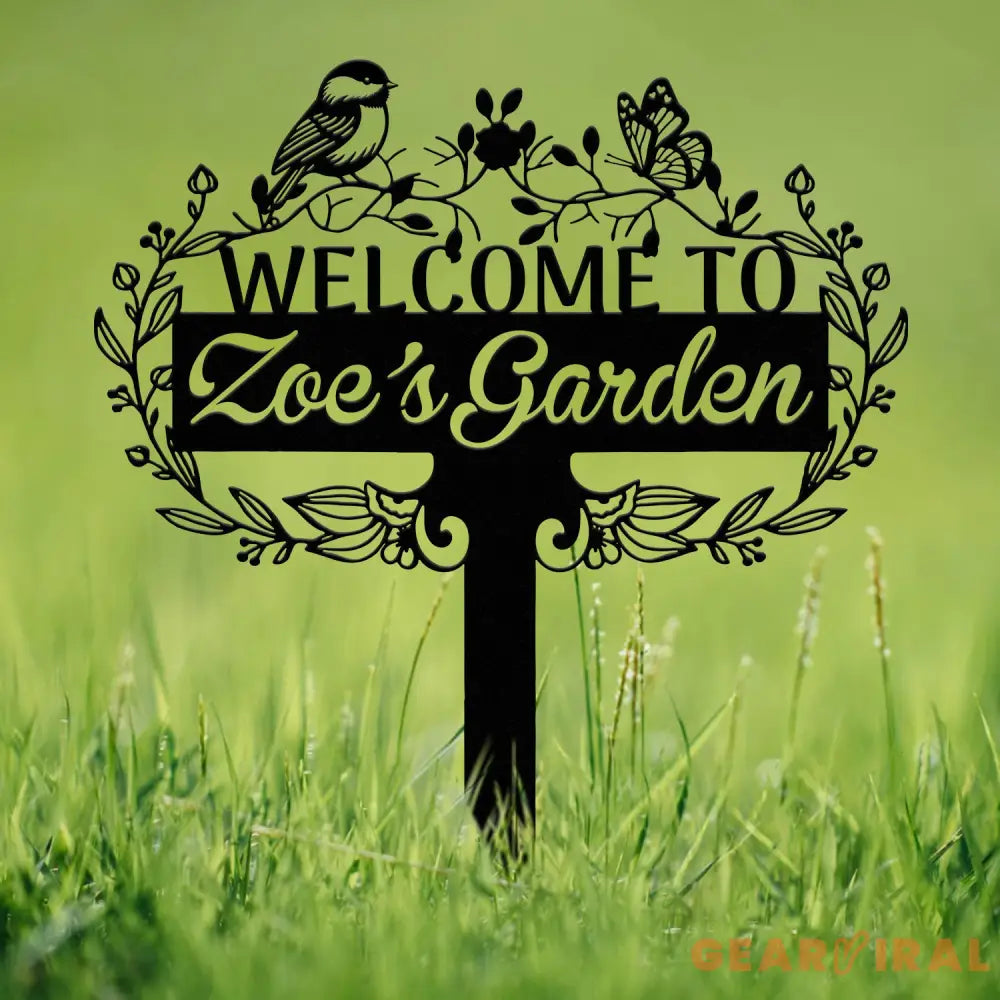 Custom Chickadee Garden Metal Stake Bird with Stakes Garden Sign Personalized Flower Garden Sign Outdoor Garden Decor