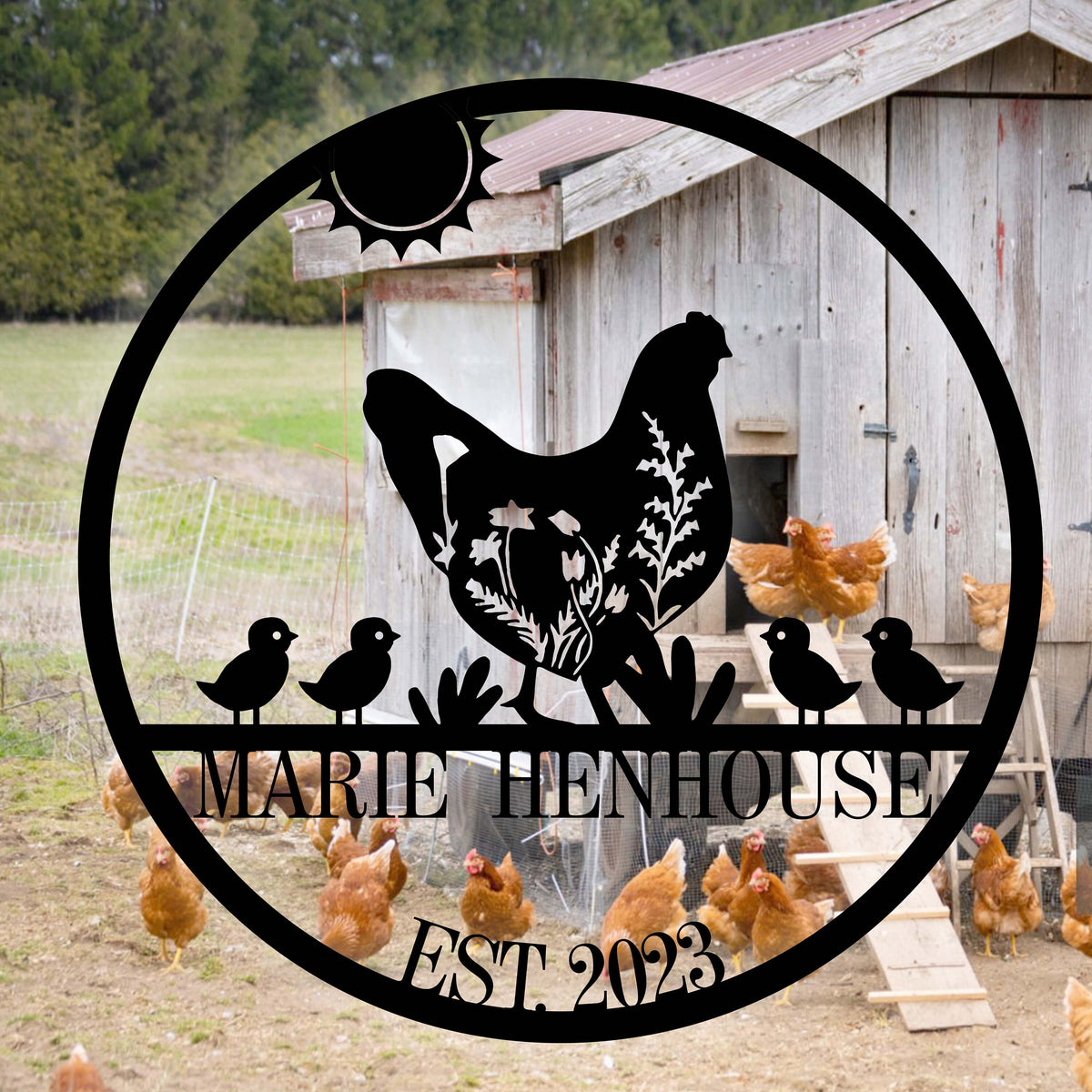 Custom Chicken Farm Metal Sign - Farm Coop Sign - Personalized Chicken Farm Sign - Family Name Metal Sign for Farm House | GearViral