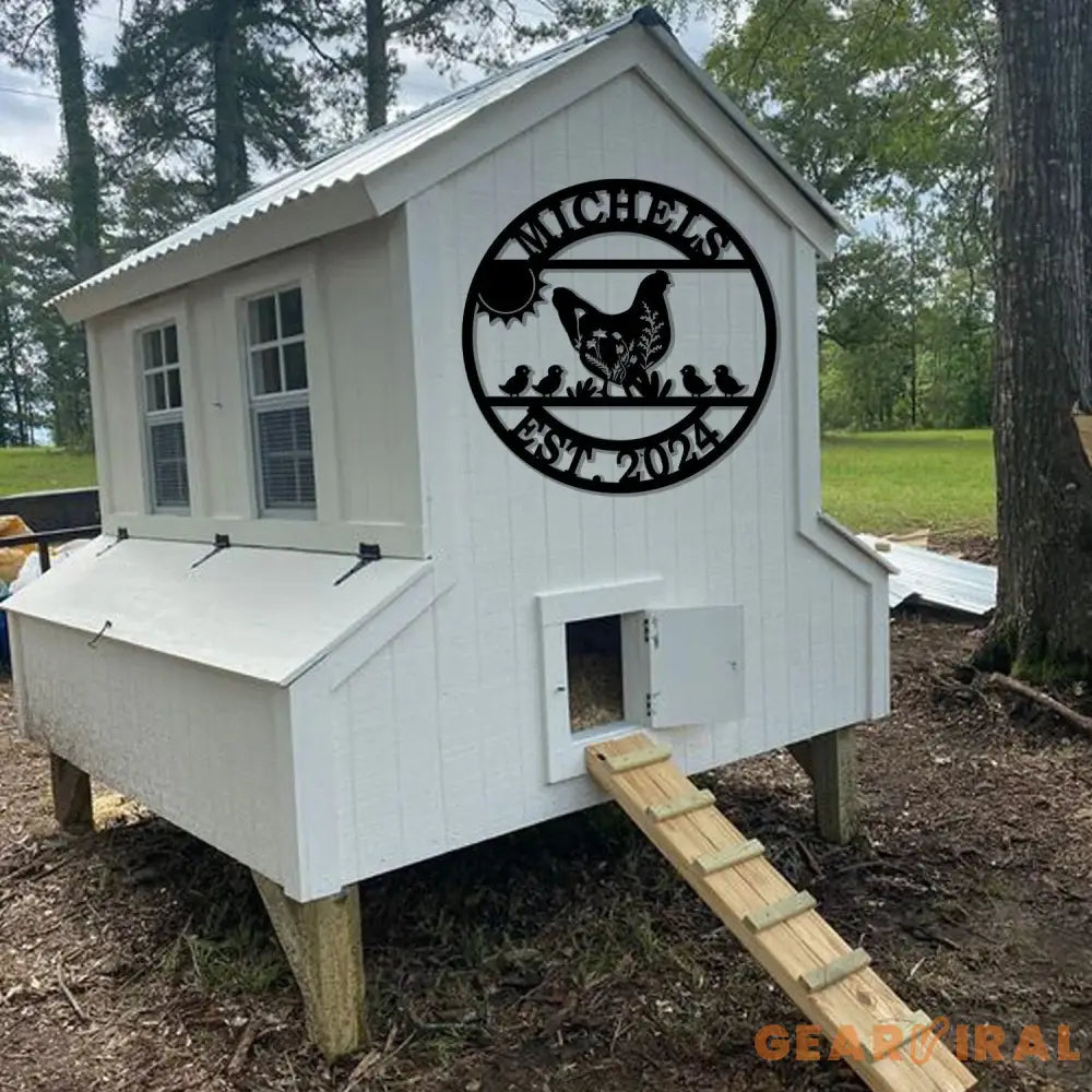 Custom Chicken Sign Farm Coop Sign Personalized Chicken Farm Sign Family Name Metal Sign for Farm House Hen House Coop