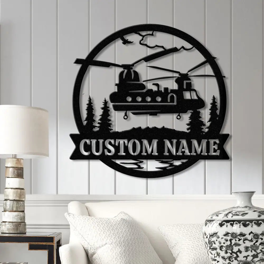Custom Chinook Helicopter Metal Sign Personalized Military Aviation Wall Art Custom Name Metal Wall Art Helicopter