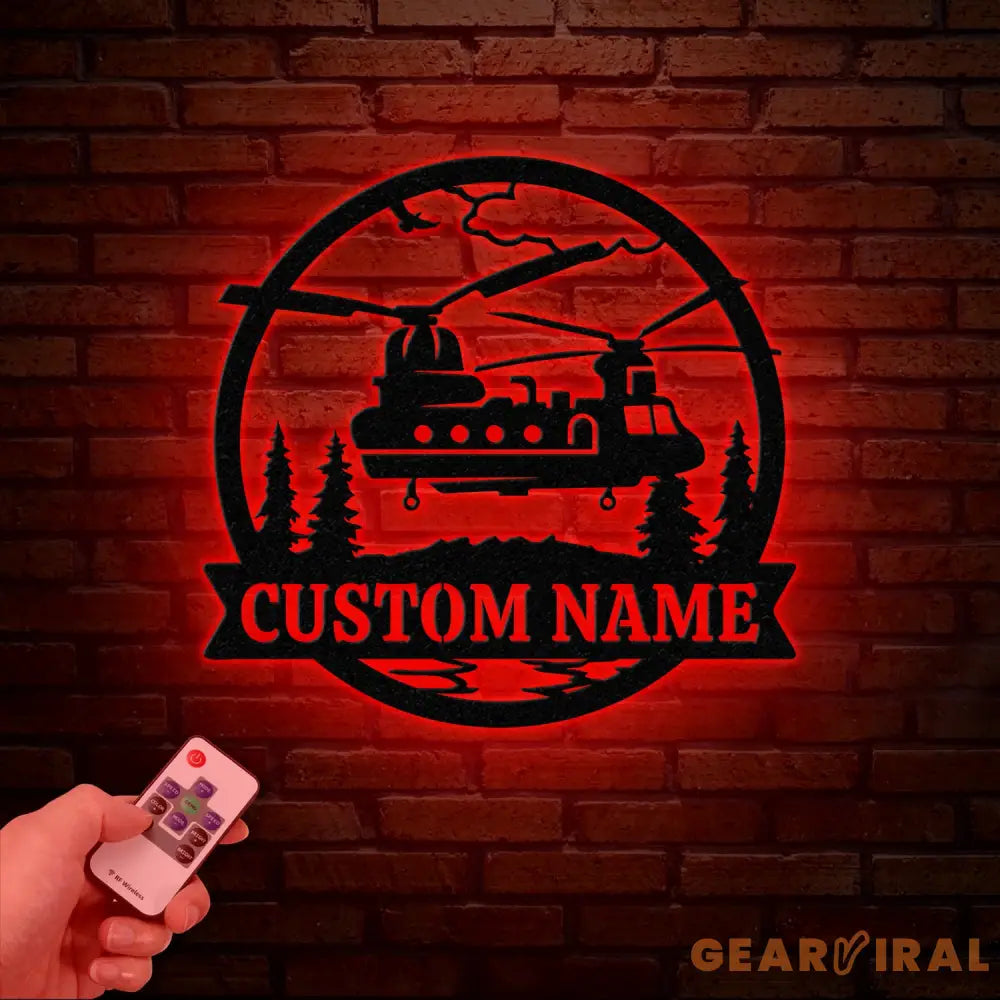 Custom Chinook Helicopter Metal Sign Personalized Military Aviation Wall Art Custom Name Metal Wall Art Helicopter