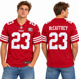 Custom Christian McCaffrey San Francisco 49ers Fan Inspired 80th Anniversary Game Jersey - White