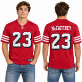 Custom Christian McCaffrey San Francisco 49ers Fan Inspired Alternate Game Player Jersey - Scarlet