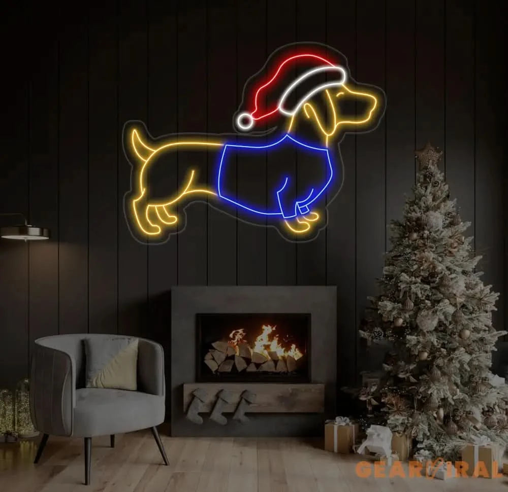 Custom Christmas Dachshund Neon Sign Christmas Dog Dachshund Mom Gift Dog Neon Sign Dog Christmas Gift Dachshund Gift