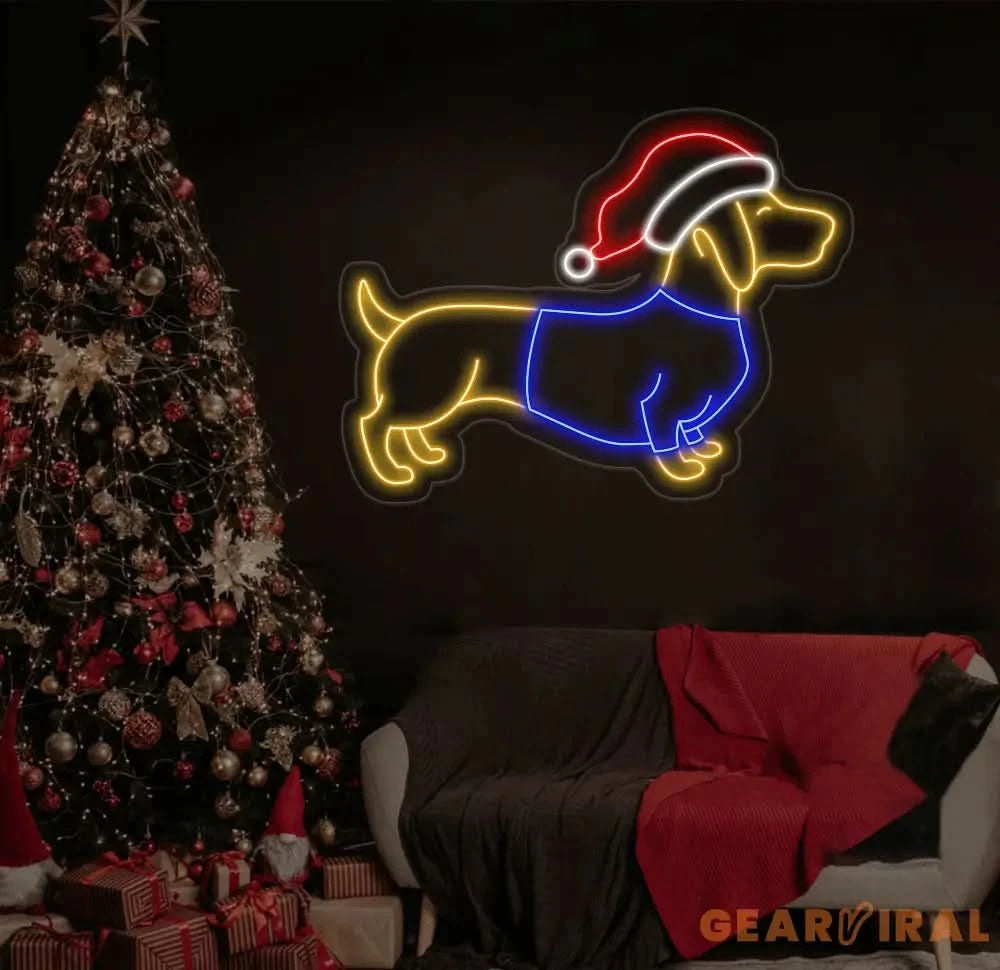 Custom Christmas Dachshund Neon Sign Christmas Dog Dachshund Mom Gift Dog Neon Sign Dog Christmas Gift Dachshund Gift