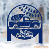 Custom Christmas Yard Sign – Red Truck with Tree Metal Decoration for Lawn or Garden – Festive Outdoor Holiday Decor