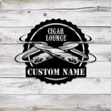 Custom Cigar Lounge Metal Sign with LED Light Personalized Smoking Cigar Name Sign Man Cave Decoration Bar Sign Gift