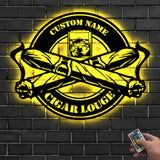 Custom Cigar Lounge Metal Wall Art LED Light Personalized Smoking Cigar Name Sign Home Decor Smoker Man Cave Decoration Birthday Dad Gifts | GearViral