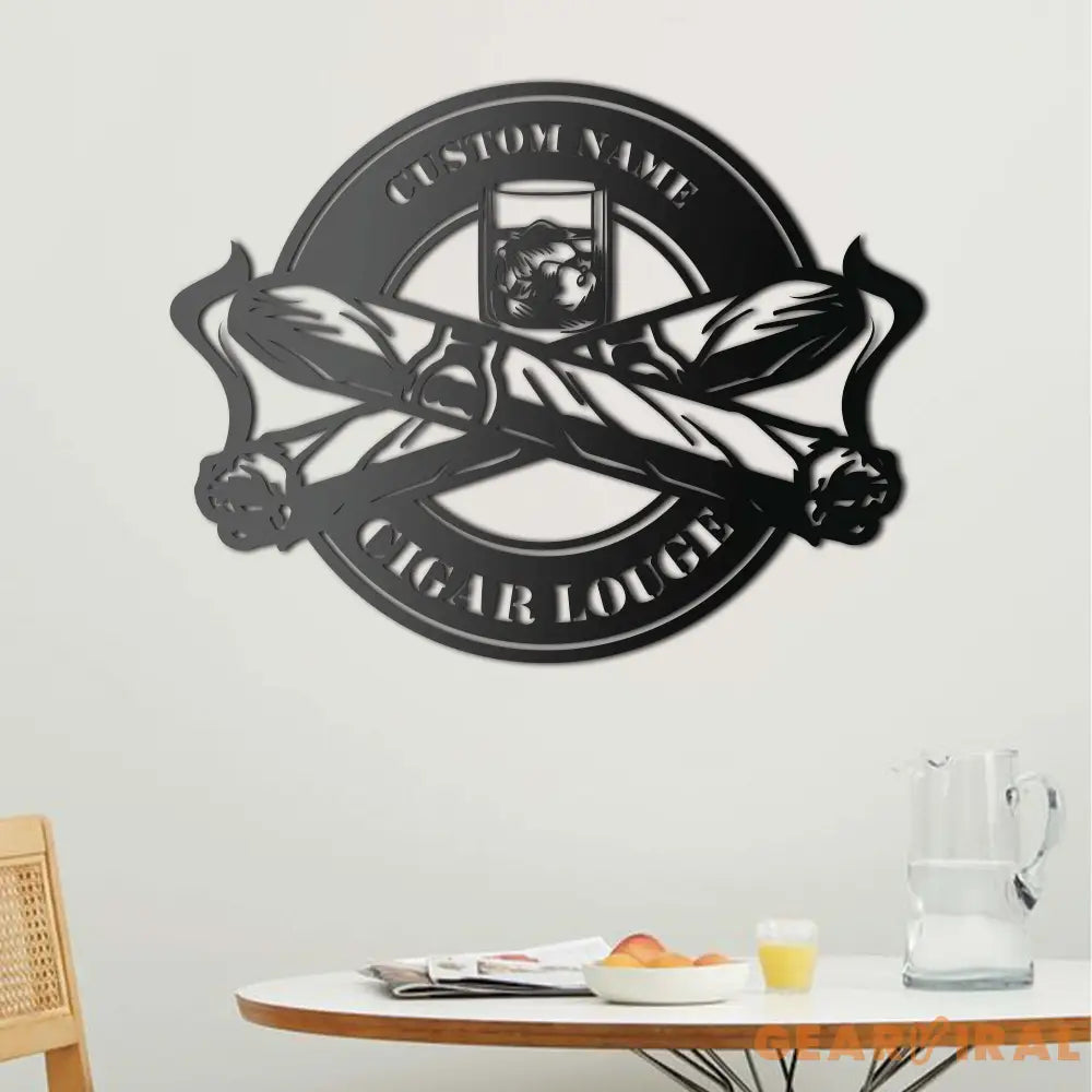 Custom Cigar Lounge Metal Wall Art LED Light Personalized Smoking Cigar Name Sign Home Decor Smoker Man Cave Decoration