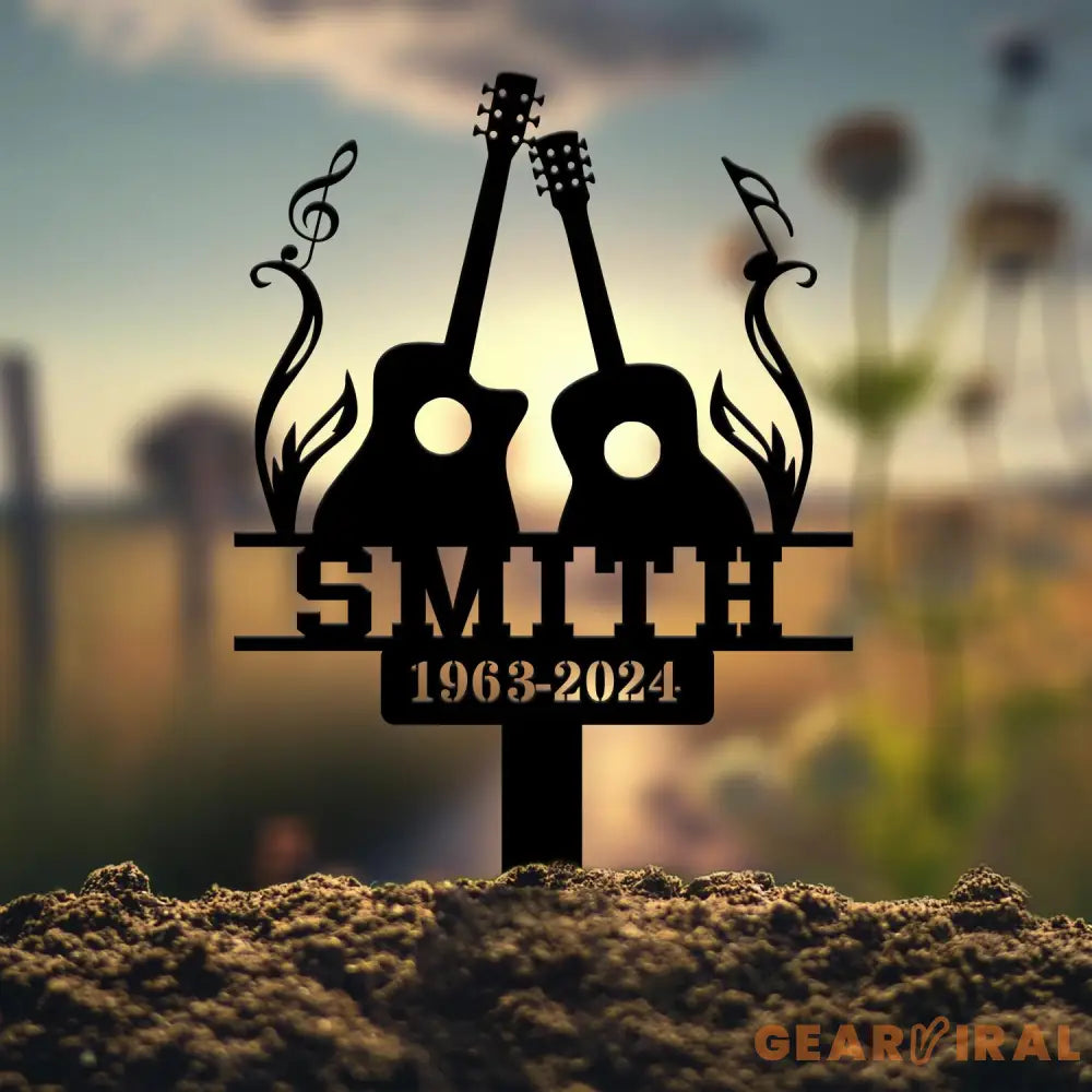 Custom Classic Guitar Memorial Stake Personalized Guitar Memorial Plaque Sympathy Sign Grave Marker Remembrance Stake