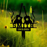 Custom Classic Guitar Memorial Stake Personalized Guitar Memorial Plaque Sympathy Sign Grave Marker Remembrance Stake