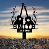 Custom Classic Guitar Memorial Stake Personalized Guitar Memorial Plaque Sympathy Sign Grave Marker Remembrance Stake