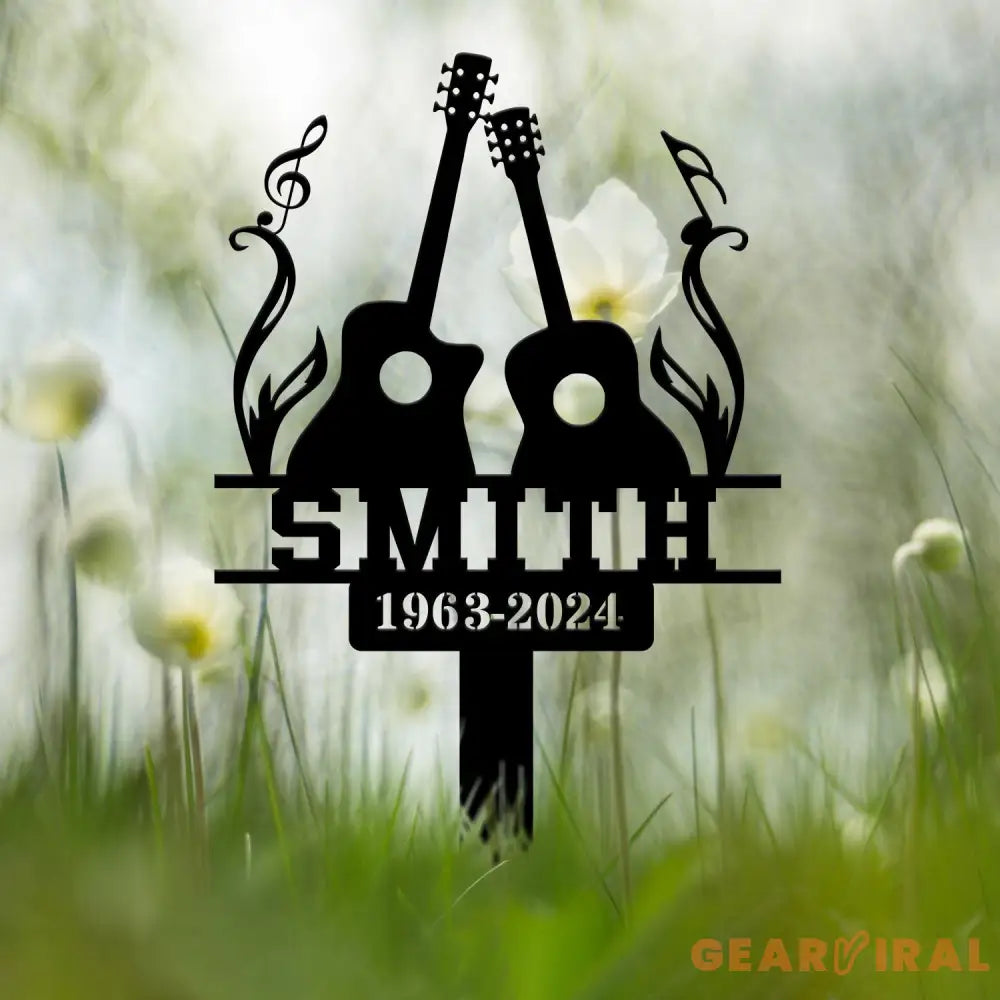 Custom Classic Guitar Memorial Stake Personalized Guitar Memorial Plaque Sympathy Sign Grave Marker Remembrance Stake