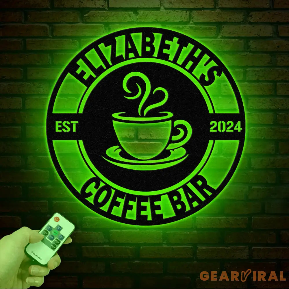 Custom Coffee Bar Metal Sign with Led Lights - Personalized Coffee Shop Sign - Cafe Bar Wall Art - Metal Coffee Decor